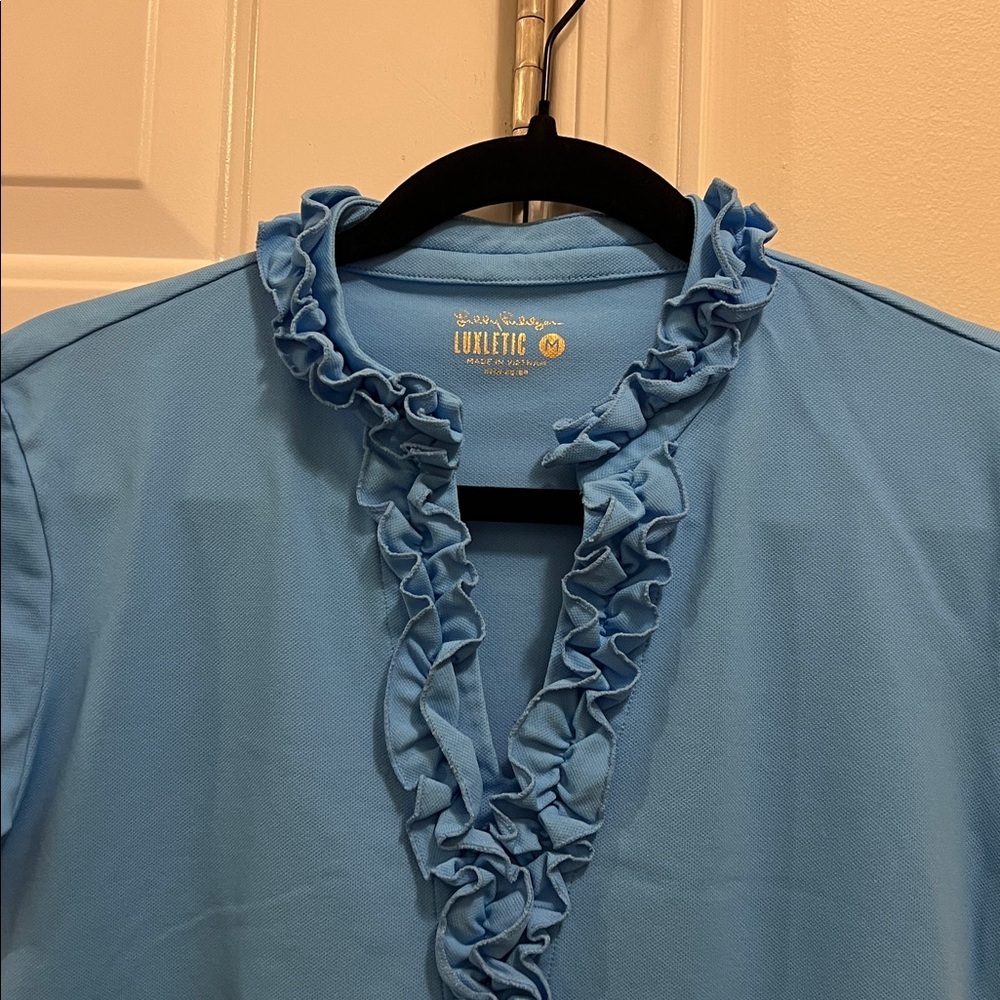 LILLY PULITZER size M Frida Ruffled Polo Top - Picture 3 of 4